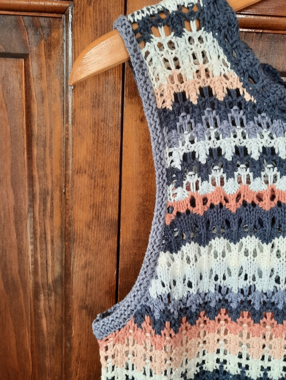 Universal Thread Cotton Blend Multi-colored Striped Crochet Tank Top Size Medium - Picture 5 of 9